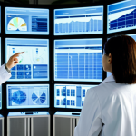 A team of diverse professional scientists and engineers, fully clothed in lab coats over professional wear, analyzing complex data on large interactive screens in a sleek, futuristic climate engineering research facility. The environment features advanced direct air capture (DAC) and bioenergy with carbon capture and storage (BECCS) machinery in the background, with gentle light filtering in. The atmosphere conveys focused innovation and the pursuit of technological solutions. Perfect anatomy, correct proportions, natural pose, well-formed hands, proper finger count, natural body proportions, professional photography, high quality, realistic, safe for work, appropriate content, modest clothing, family-friendly.