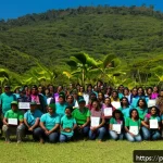 Home 21 기후 엔지니어링과 지구적 정의 - A vibrant community forum in Brazil focused on reforestation projects, featuring diverse local parti...